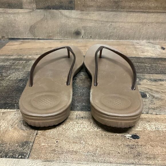FitFlop Womens Size 11 Flip Flops Metallic Brown IQushion Ergonomic Arch Support - Picture 4 of 6